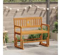 Runheo Banc à bascule de jardin en bois d'acacia massif avec accoudoirs et dossier, banc de balcon résistant aux intempéries, 110 x 59 x 97 cm, pour terrasse, véranda et extérieur pour se détendre