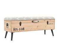 Runheo Banc avec espace de rangement 110 cm en bois massif de sapin rembourré avec assise en tissu et espace de rangement pour couloir, chambre à coucher, vestiaire, comme banc à chaussures et