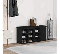 Runheo Banc avec espace de rangement aspect chêne noir en bois 102 x 32 x 50 cm Banc de rangement avec rabat et siège rembourré pour couloir, couloir, chambre à coucher, garde-robe