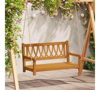 Runheo Banc balançoire de Jardin en Bois d'acacia Massif 110 x 56 x 58 cm avec accoudoirs Plats et Cadre en métal résistant aux intempéries pour terrasse, Patio ou Cour extérieure