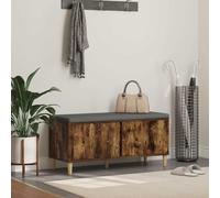 Runheo Banc de couloir avec coussin, chêne fumé, 100 x 38 x 46 cm, banc rembourré avec espace de rangement et tiroir, coffre rembourré pour couloir, couloir, vestiaire, chambre à coucher, entrée