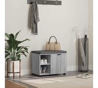 Runheo Banc de couloir avec coussin et étagère Gris Sonoma 60 x 38 x 46 cm Banc avec espace de rangement rembourré en bois pour couloir, couloir, chambre, vestiaire, entrée
