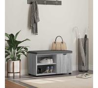 Runheo Banc de couloir avec coussin gris Sonoma Banc 80 x 38 x 46 cm avec étagère de rangement rembourré en bois pour couloir, entrée, garde-robe et chambre à coucher