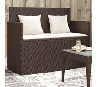 Runheo Banc de Jardin en résine tressée Marron avec Coussins Amovibles et Coffre de Rangement, mobilier extérieur pour terrasse Balcon Patio Cour avec Assise Confortable et Protections UV