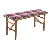 Runheo Banc de Jardin Pliable avec Coussin 118 cm en Bambou résistant aux intempéries pour terrasse Balcon Patio Cour en Bois et métal pour se détendre ou aménager Un Espace extérieur