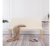 Runheo Banc en polyester blanc crème avec cadre en pin massif 139,5 cm de large rembourré avec espace de rangement à rabat pour couloir, couloir, chambre à coucher, garde-robe