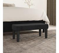 Runheo Banc en velours noir avec rembourrage - 70 x 30 x 30 cm - Banc multifonction avec espace de rangement - Banc en bois - Banc à chaussures - Tabouret pour salon, chambre à coucher et couloir