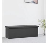 Runheo Banc pliable avec espace de rangement, gris PVC, banc de rangement rembourré avec mousse, 110 x 38 x 38 cm, banc de couloir robuste pour couloir, garde-robe et chambre à coucher, pliable peu