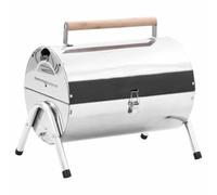 Runheo Barbecue à charbon de bois portable en acier inoxydable avec double grille chromée, barbecue électrique compact pour camping, pique-nique et terrasse, avec bac récupérateur de graisse et