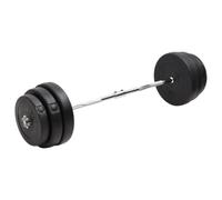 Runheo Barre d'haltères ondulée en Acier chromé avec plaques en Ciment recouvertes de Plastique, Ensemble de 90 kg pour Musculation, entraînement Fitness Maison Salle Gym