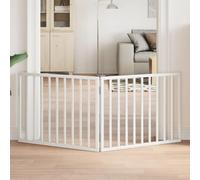 Runheo Barrière pour Chien Pliable en Bois de peuplier Blanc, 160 cm, Facile à Transporter, idéale pour la sécurité en intérieur et extérieur, pour Chiot et Chien Moyen