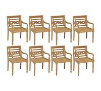 Runheo Batavia Lot de 8 chaises en teck massif finement poli, 55 x 51,5 x 84 cm, résistantes aux intempéries, pour jardin, balcon, terrasse, sièges d'extérieur confortables