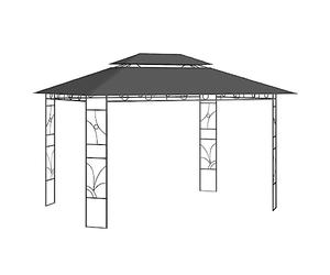 Runheo Belvédère 4x3x2,7 m Anthracite avec Tissu 160 g/m², abri extérieur en Acier Robuste pour Jardin terrasse Cour Camping Plage, Protection Contre Pluie Soleil, Facile à Ranger