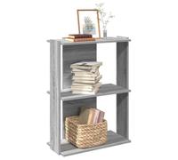 Runheo Bibliothèque à 3 étages en bois Sonoma - Gris - 60 x 30 x 80 cm - Organiseur de rangement multifonction pour la maison