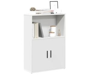 Runheo Bibliothèque Blanc en Bois d'ingénierie 60x24x85 cm avec étagère, Porte et Compartiments pour Rangement Livres, dossiers, Objets décoratifs au Salon ou Bureau