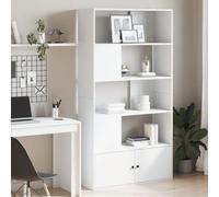 Runheo Bibliothèque blanche 100 x 36 x 189 cm en matériau dérivé du bois avec compartiments, polyvalente, pour salon, bureau, chambre à coucher, durable, facile d'entretien