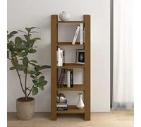 Runheo Bibliothèque en Bois de pin Massif Marron Miel 60x35x160 cm Meuble étagère rayonnage Polyvalent pour Salon Bureau Chambre cloison séparation Rangement Livres dossiers Objets décoration