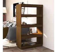 Runheo Bibliothèque en Bois de pin Massif Marron Miel 80x35x135 cm Meuble Rangement Polyvalent pour Salon Bureau Chambre cloison séparateur d’Espace avec Compartiments Organisateur d’Objets