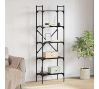Runheo Bibliothèque en bois dérivé du bois, 5 étagères, autoportante, pour salon, design moderne, 56 x 32 x 174 cm, aspect chêne noir