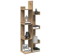 Runheo Bibliothèque en chêne artisanal, 48 x 25,5 x 140 cm, 8 compartiments, organisateur cube polyvalent pour livres, DVD