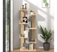 Runheo Bibliothèque en chêne Sonoma - 48 x 25,5 x 140 cm - En bois - Avec 8 compartiments - Organiseur polyvalent pour livres, CD, décoration, idéale pour salon, chambre à coucher, bureau
