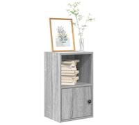 Runheo Bibliothèque grise Sonoma 31 x 24 x 52 cm, en bois avec porte, polyvalente, organisateur de rangement pour livres et décoration