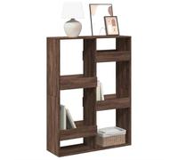 Runheo Bibliothèque marron aspect chêne, 100 x 33 x 135 cm, matériau du bois avec 6 compartiments, organisateur de rangement polyvalent pour livres, DVD et articles de décoration, cubes de rangement