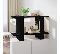 Runheo Bibliothèque noire 80 x 30 x 51 cm en matériau dérivé du bois - Étagère sur pied - Séparateur de pièce - Étagère ouverte pour livres, magazines, DVD - Idéale pour le salon, le bureau et le