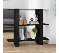 Runheo Bibliothèque séparateur de pièce, noire, 100 x 30 x 87 cm, matériau du bois, organisateur de rangement cube polyvalent pour livres, décoration, médias, idéale pour le salon, le couloir et le