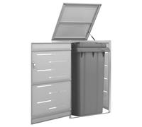 Runheo Boîte à poubelles en acier inoxydable et tôle d'acier galvanisé - 69 x 77,5 x 112,5 cm - Verrouillable avec couvercle pratique - Pour jardin, terrasse, extérieur