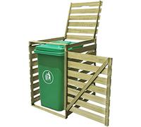 Runheo Boîte à poubelles en pin imprégné vert avec couvercle à charnière et porte avant pour poubelle de 240 l, résistant aux intempéries, verrouillable, brise-vue optimal pour jardin, cour, terrasse