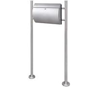 Runheo Boîte aux lettres en acier inoxydable avec support, verrouillable avec serrure et deux clés, design résistant aux intempéries avec porte-journaux, pour la maison et le jardin, dimensions 37,5 x