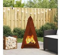 Runheo Brasero marron en acier résistant aux intempéries, 58 x 40 x 100 cm, rectangulaire, pour jardin et terrasse, grande capacité pour bois, durable, résistant à la chaleur
