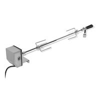Runheo Broche à rôtir avec moteur professionnel, acier chromé 900 mm, fourches réglables, poids d'équilibrage, pour barbecue au gaz et au charbon de bois, idéal pour griller