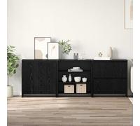 Runheo Buffet 3 pcs Chêne Noir Bois d'ingénierie 70 x 41 x 75 cm Buffet Rangement Meuble bahut Console tiroir Porte étagère Salon Salle à Manger Cuisine Design Moderne Minimaliste
