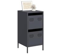 Runheo Buffet Anthracite en Acier laminé à Froid 35x39x73,5 cm avec 2 tiroirs, Meuble de Rangement Multifonction pour Salon, Chambre, Bureau, entrée et Couloir, Console Stable avec Pieds métal