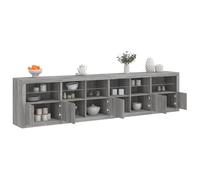 Runheo Buffet avec éclairage LED RVB, gris Sonoma, 283 x 37 x 67 cm, matériau dérivé du bois, verre, design moderne, beaucoup d'espace de rangement