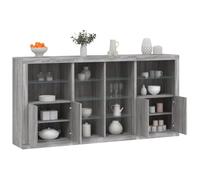 Runheo Buffet avec lumières LED Sonoma Gris 202x37x100 cm Buffet bahut Enfilade Meuble Rangement Armoire vaisselier Salon Salle à Manger Cuisine entrée Moderne