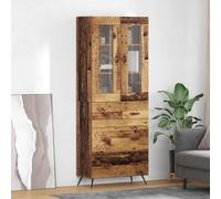 Runheo Buffet bahut Enfilade 2 pcs Bois Ancien Bois d'ingénierie avec étagère et Porte en Verre Rangement tiroir pour Salle à Manger Salon Cuisine Chambre Meuble Console avec Niche vitrine