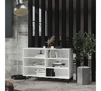 Runheo Buffet blanc 103,5 x 35 x 70 cm, en matériau dérivé du bois, pieds en métal, 6 compartiments, design industriel, espace de rangement polyvalent pour salon, cuisine, couloir