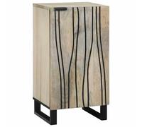 Runheo Buffet blanc - 40 x 33 x 75 cm - En bois de manguier massif - Armoire de rangement avec portes à charnière - Armoire de cuisine rustique pour salle à manger, salon