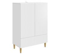 Runheo Buffet Blanc avec tiroir et Portes en Bois d'ingénierie 66 x 34,5 x 95 cm Meuble de Rangement Polyvalent pour Salon Salle à Manger Bureau