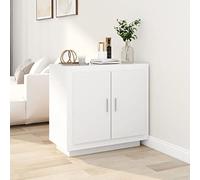 Runheo Buffet Blanc en Bois d'ingénierie 80x40x75 cm Meuble de Rangement avec Portes et étagères pour Salon Salle à Manger Chambre entrée Design Moderne Pratique