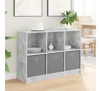 Runheo Buffet Gris béton avec tiroirs 102 x 32 x 73,5 cm Meuble de Rangement Multifonction avec étagères et poignée encastrée pour Salon, Cuisine, Bureau ou entrée