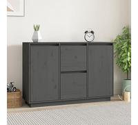 Runheo Buffet Gris en Bois Massif de pin 111x34x75 cm Meuble Rangement avec tiroirs et Portes pour Salon Salle à Manger Cuisine Bureau entrée décoration Pratique