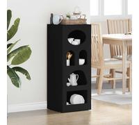 Runheo Buffet Noir en Bois d'ingénierie 40 x 35 x 100,5 cm avec étagères, Meuble de Rangement Polyvalent pour Salon Salle à Manger Chambre Bureau, Console Commode Design Minimaliste