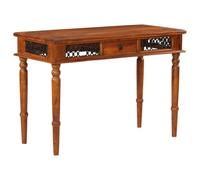 Runheo Bureau en bois d'acacia massif - 110 x 50 x 76 cm - Avec tiroir - Poignée en métal et espace de rangement - Idéal comme bureau d'ordinateur - Table de travail pour bureau, bureau à domicile