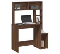 Runheo Bureau en Bois d'ingénierie Marron 100x45x140 cm avec étagères Rangement Espace de Travail adapté Chambre étudiant Ordinateur Ergonomique etangle Angle Pliable
