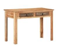 Runheo Bureau en Bois Massif de récupération 110x50x75 cm avec tiroirs, Table de Travail Ergonomique compacte pour étude, Ordinateur, Poste Gamer ou secrétaire, Angle Pliable