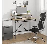 Runheo Bureau en chêne Sonoma et fer - 100 x 50 x 90 cm - Table d'ordinateur stable avec étagère - Table de travail industrielle pour bureau et bureau à domicile - Ergonomique - Pour ordinateur
